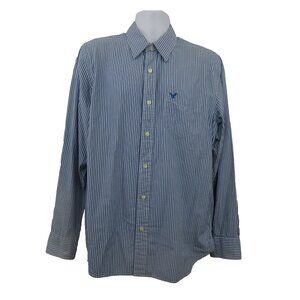 American Eagle Outfitters Mens Shirt VTG Fit Size Large Long Sleeve Blue Striped